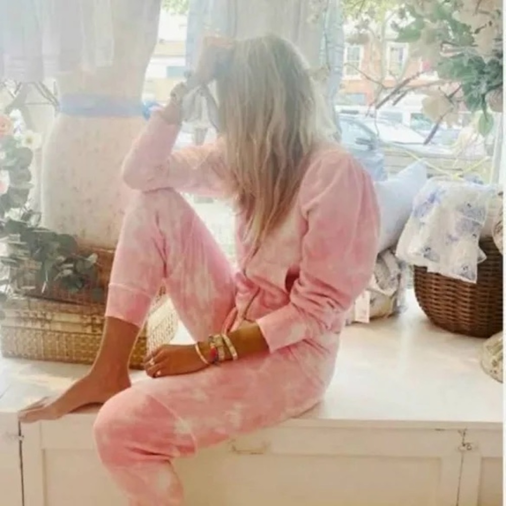 LOVESHACKFANCY Pink Tie-Dye Hoodie and Joggers Set